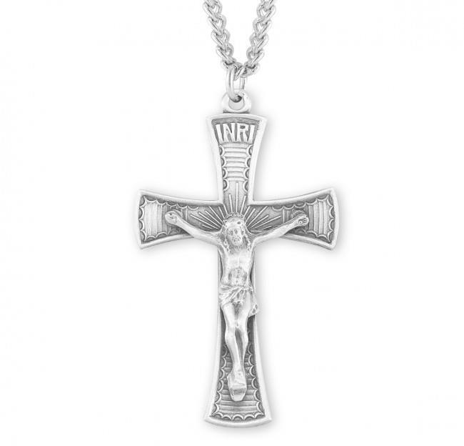 Elegant Sterling Silver Ornate Crucifix Features 20in Long chain