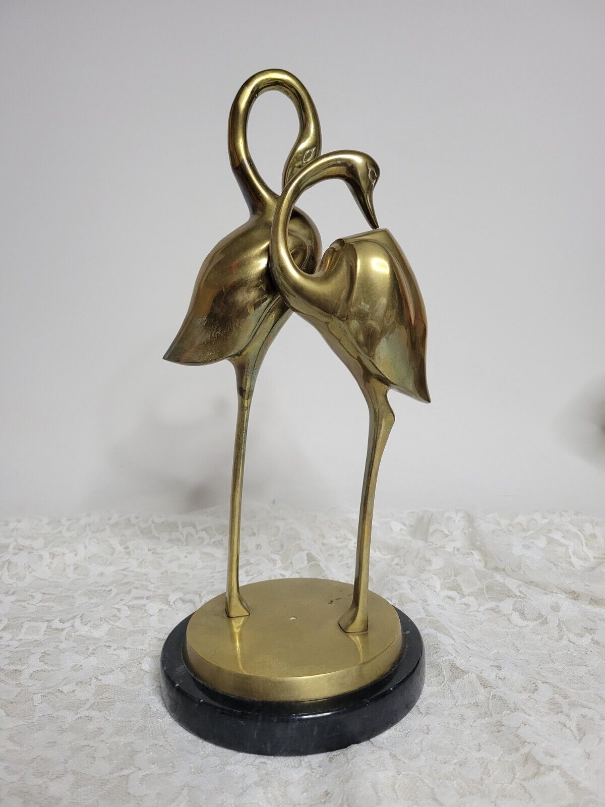 Vintage Pair MCM Brass Cranes Egrets Herons Figurines 12.5\