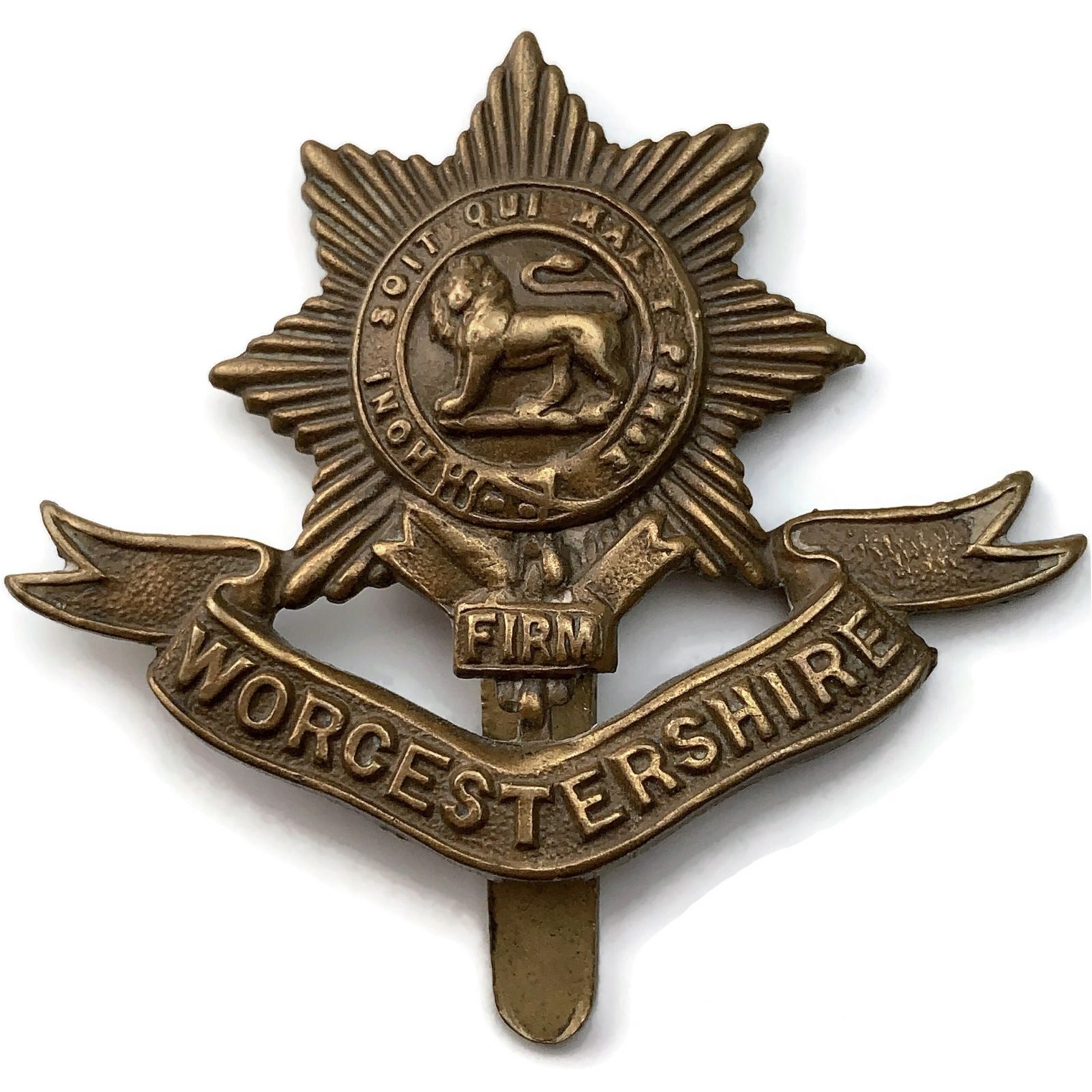 Original WW1 Worcestershire Regiment Cap Badge Worcester - FIRST PATTERN
