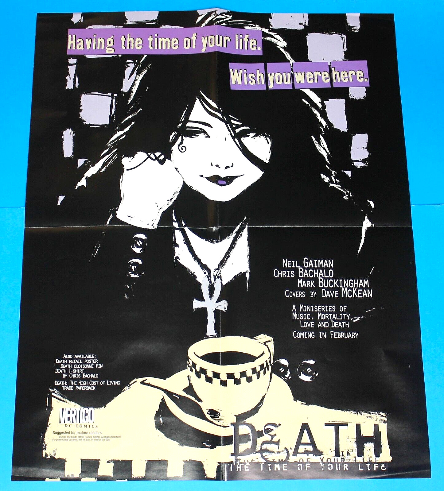1996 Death The Time of Your Life Sandman Vertigo DC Comics Promo Poster - Unused