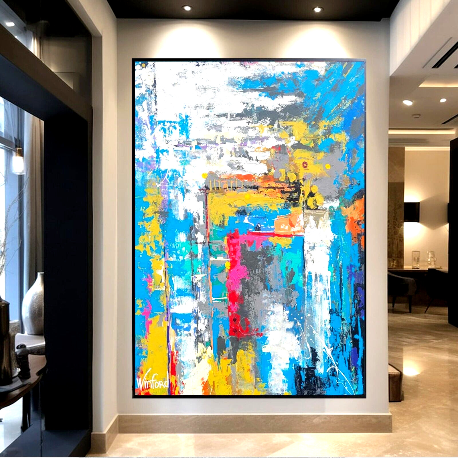 Sale Abstract Caribbean Colors HANDMADE Original 60H X 48W Was $2,495 Now $995