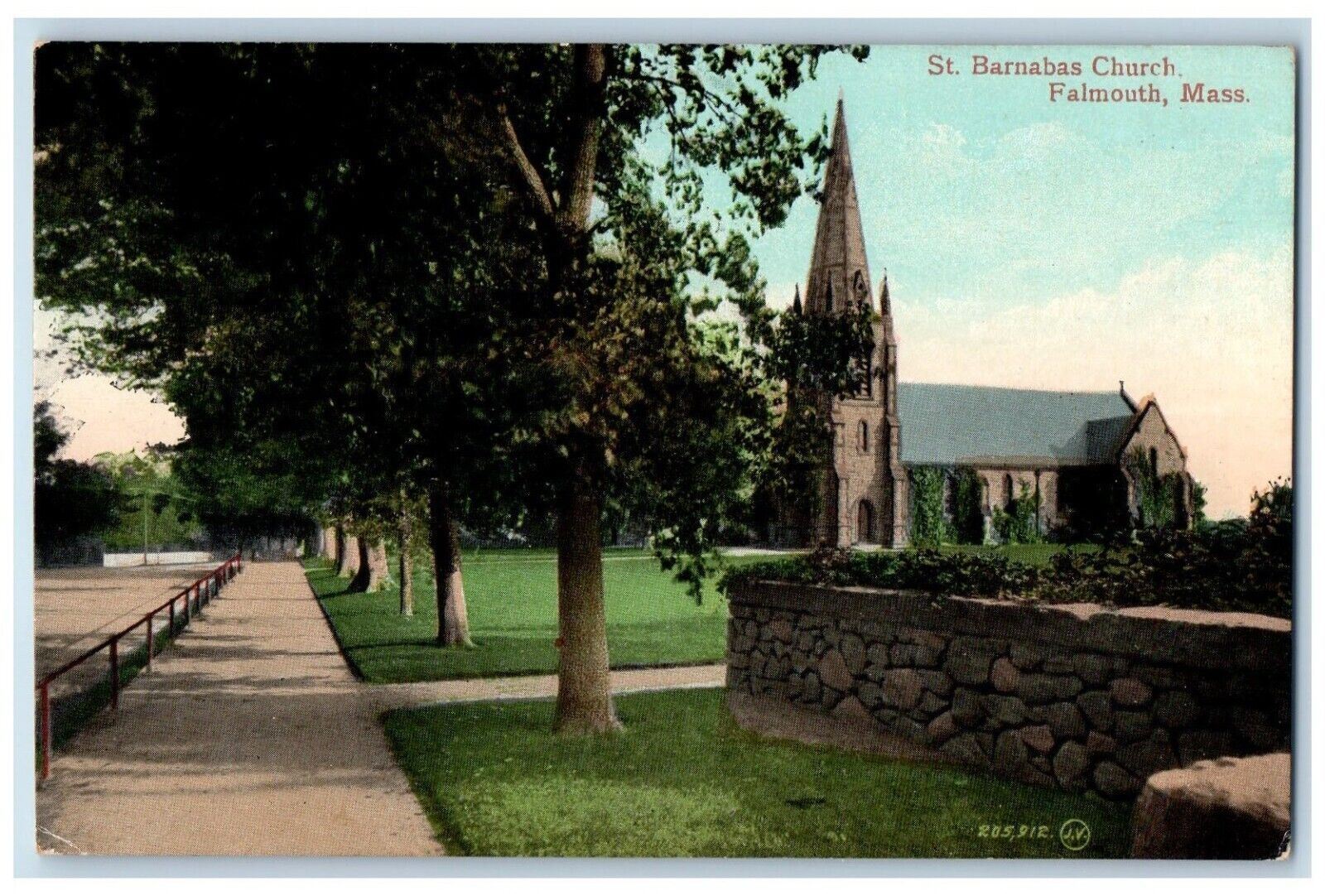 1908 St. Barnabas Church Falmouth Massachusetts MA Posted Antique Postcard