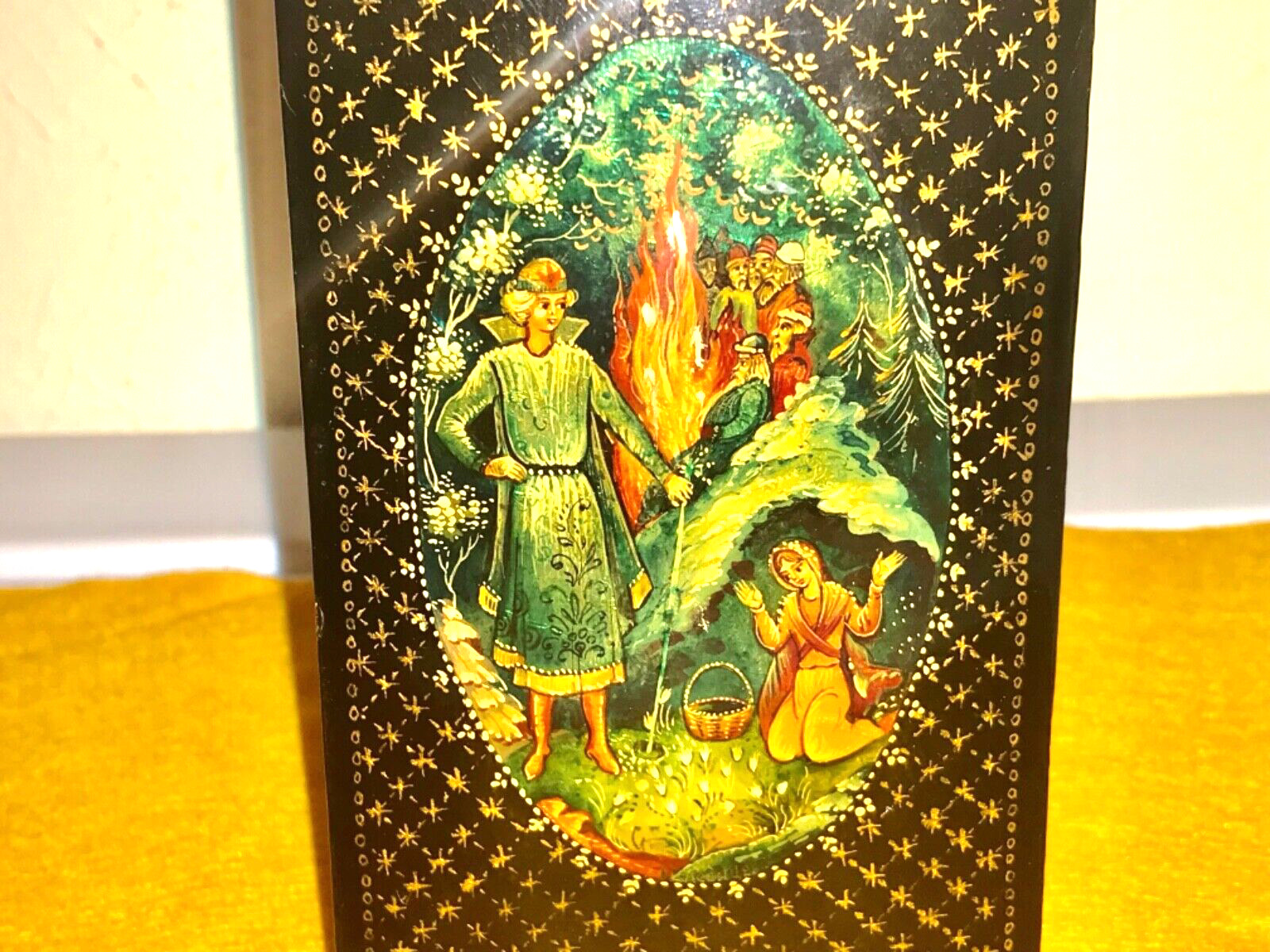 🔥LOOK🔥Vintage Mstera The Twelve Months fairy tale Russian lacquer box 24K Gold