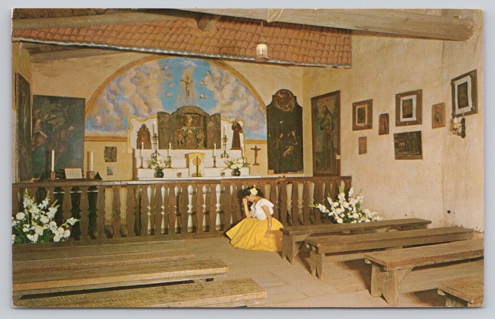 San Diego California, Ramona's Marriage Place Chapel, Old Town, Vintage Postcard