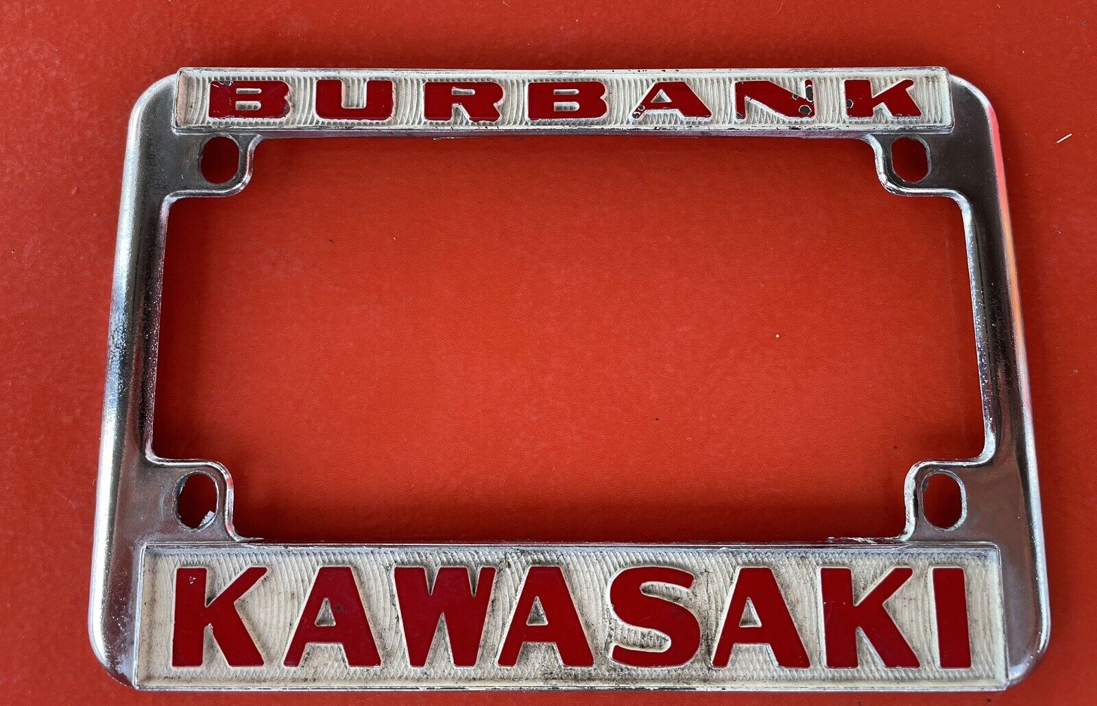 Vintage Kawasaki motorcycle license plate frame Burbank, CA NICE