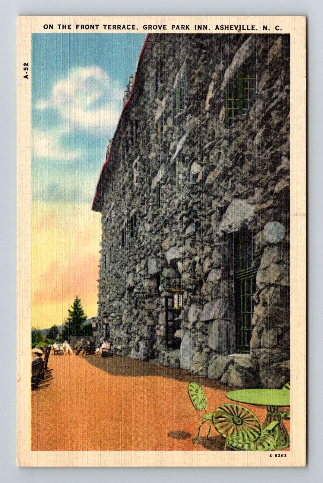 Asheville, NC-North Carolina, Grove Park Inn Front Terrace , Vintage Postcard