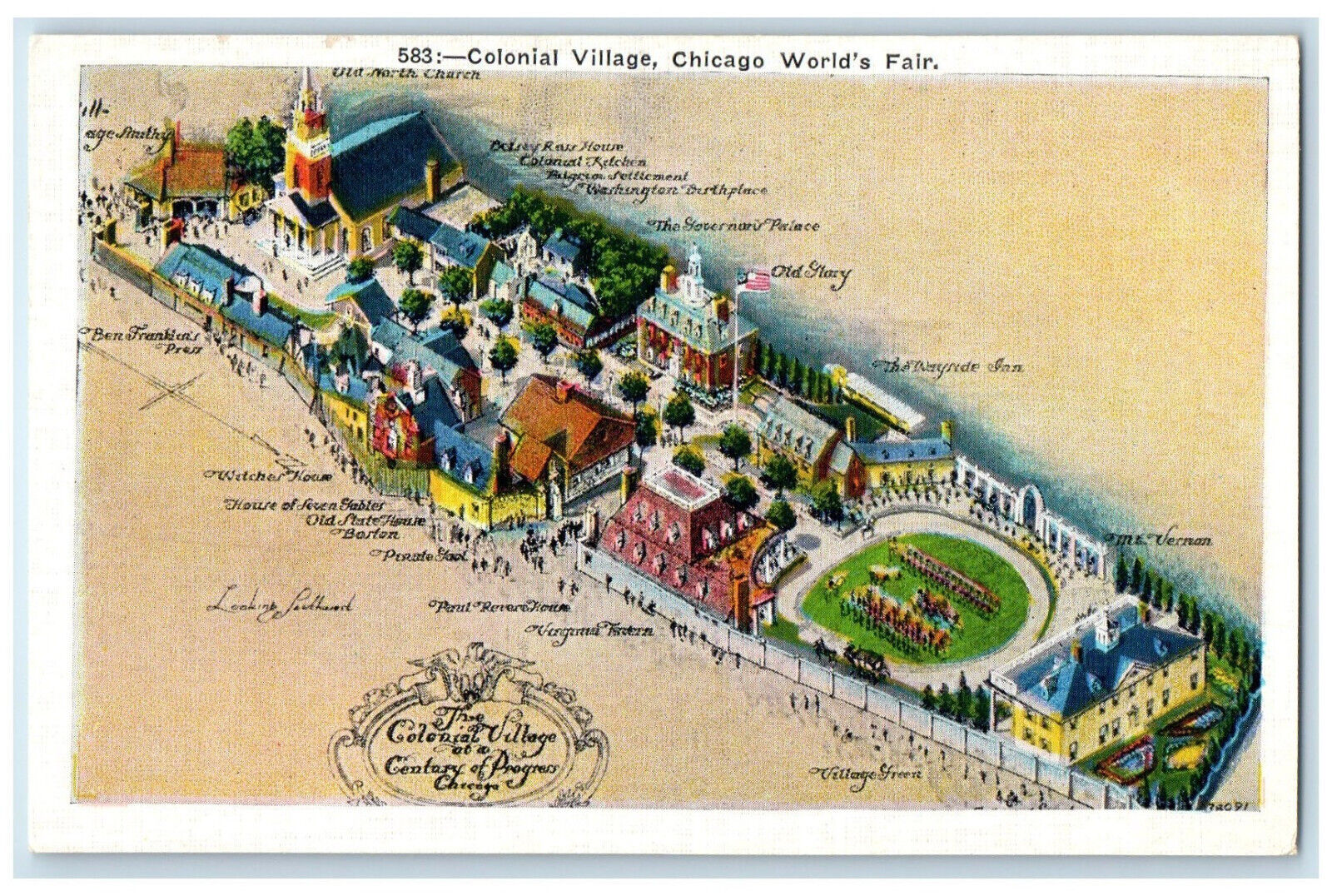 c1930's Colonial Village Chicago World's Fair Century of Progress IL Postcard