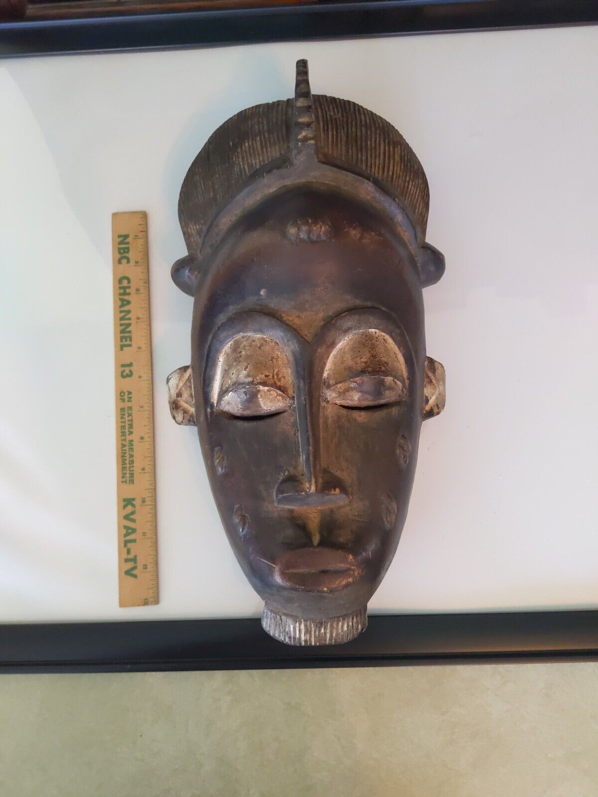 Antique VTG African Tribal Face Mask Wood Hand Carved face scars  18\