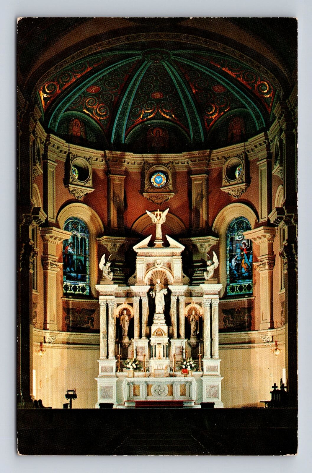 Akron OH-Ohio, St Bernard's Catholic Church, Antique Vintage Souvenir Postcard