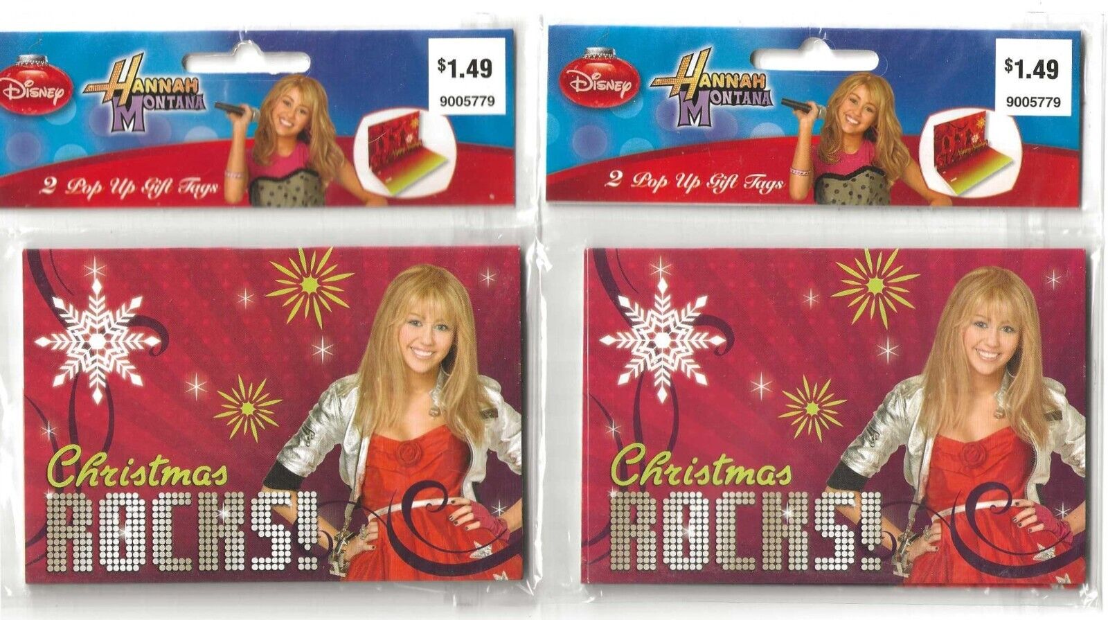4 Hannah Montana Pop-up Gift Tags/Cards, Christmas Holiday, Miley Cyrus, Disney