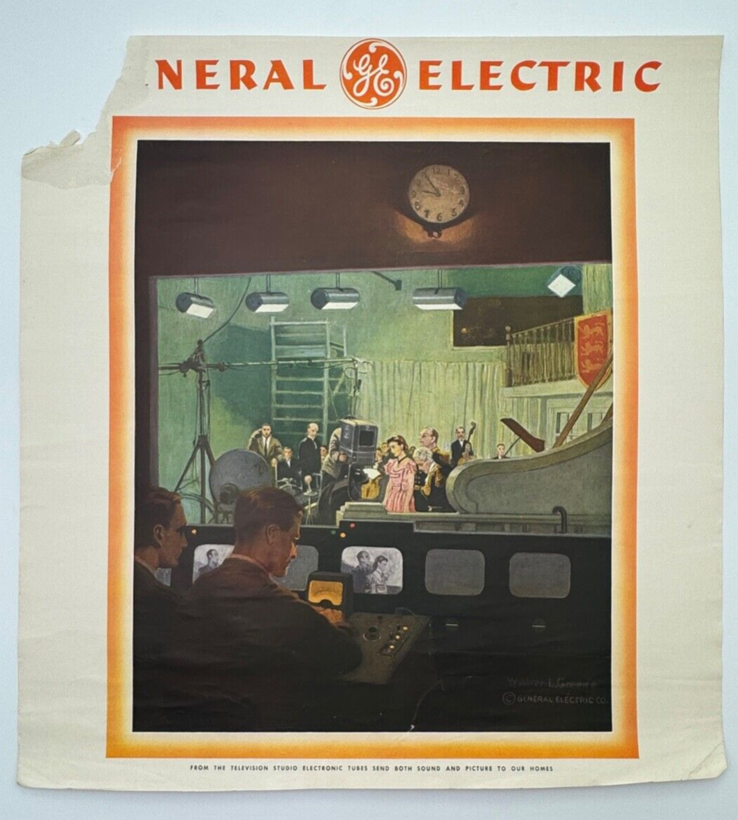 Vintage 1930s-40s Walter L Greene General Electric GE Calendar Print, Television