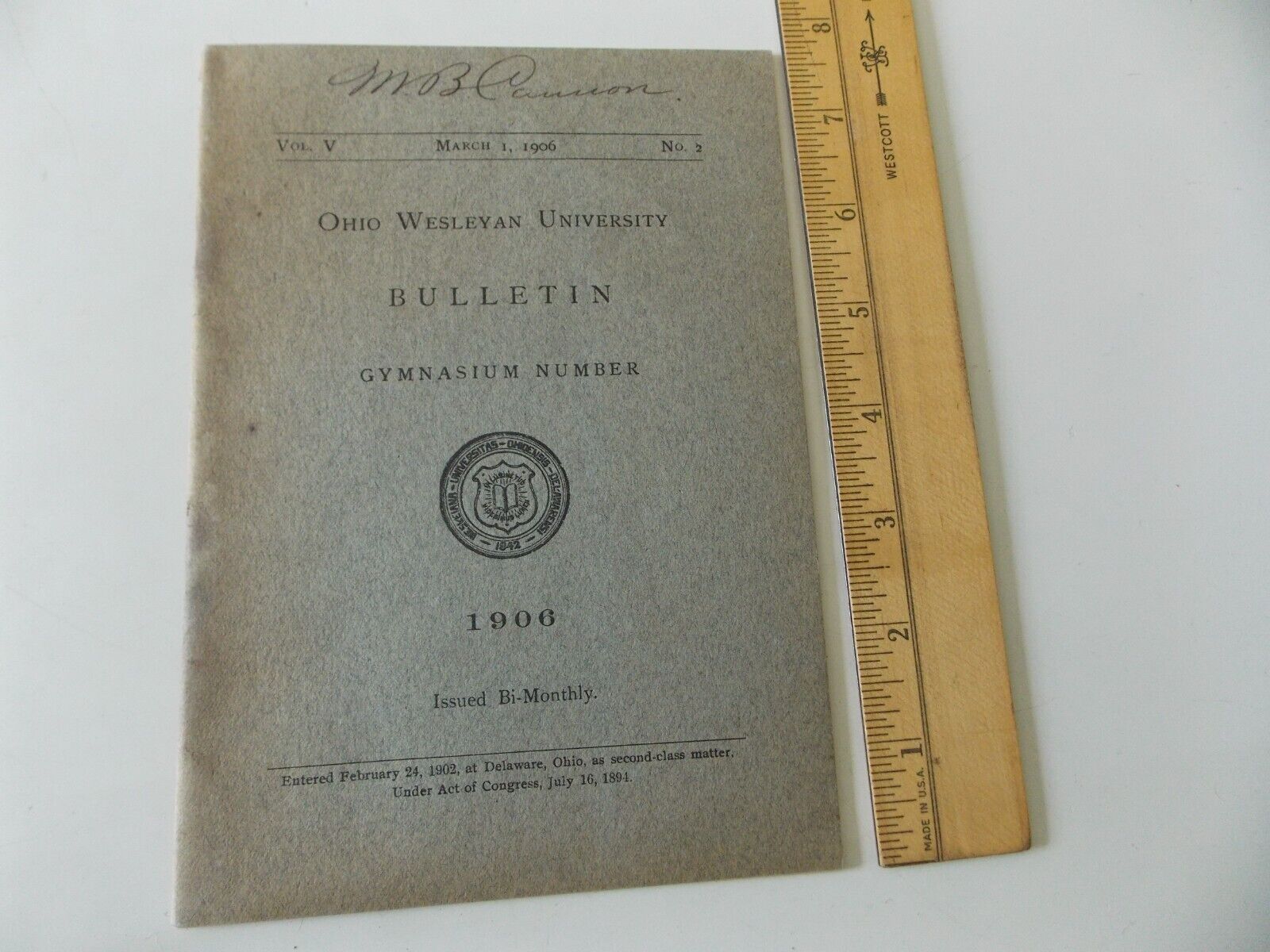 1906 Ohio Wesleyan University Bulletin Gymnasium Vol 5 No 2 March 1 1906
