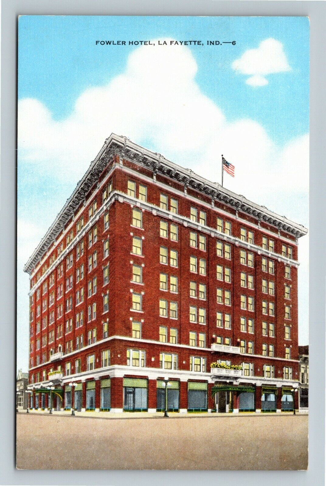 Lafayette IN-Indiana, Fowler Hotel, Exterior, Vintage Postcard