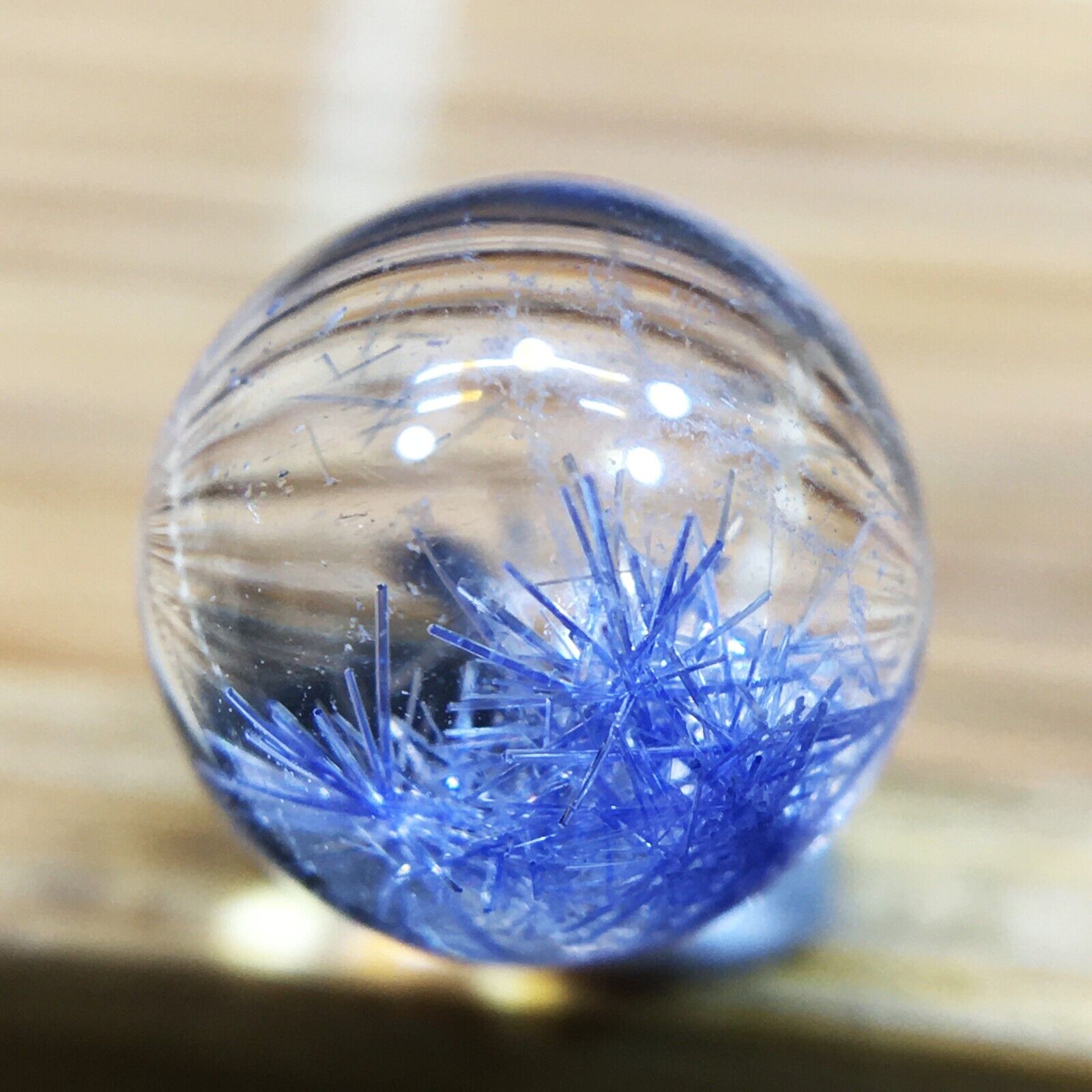 7.9mm Rare NATURAL Clear Beautiful Blue Dumortierite Crystal Sphere Ball