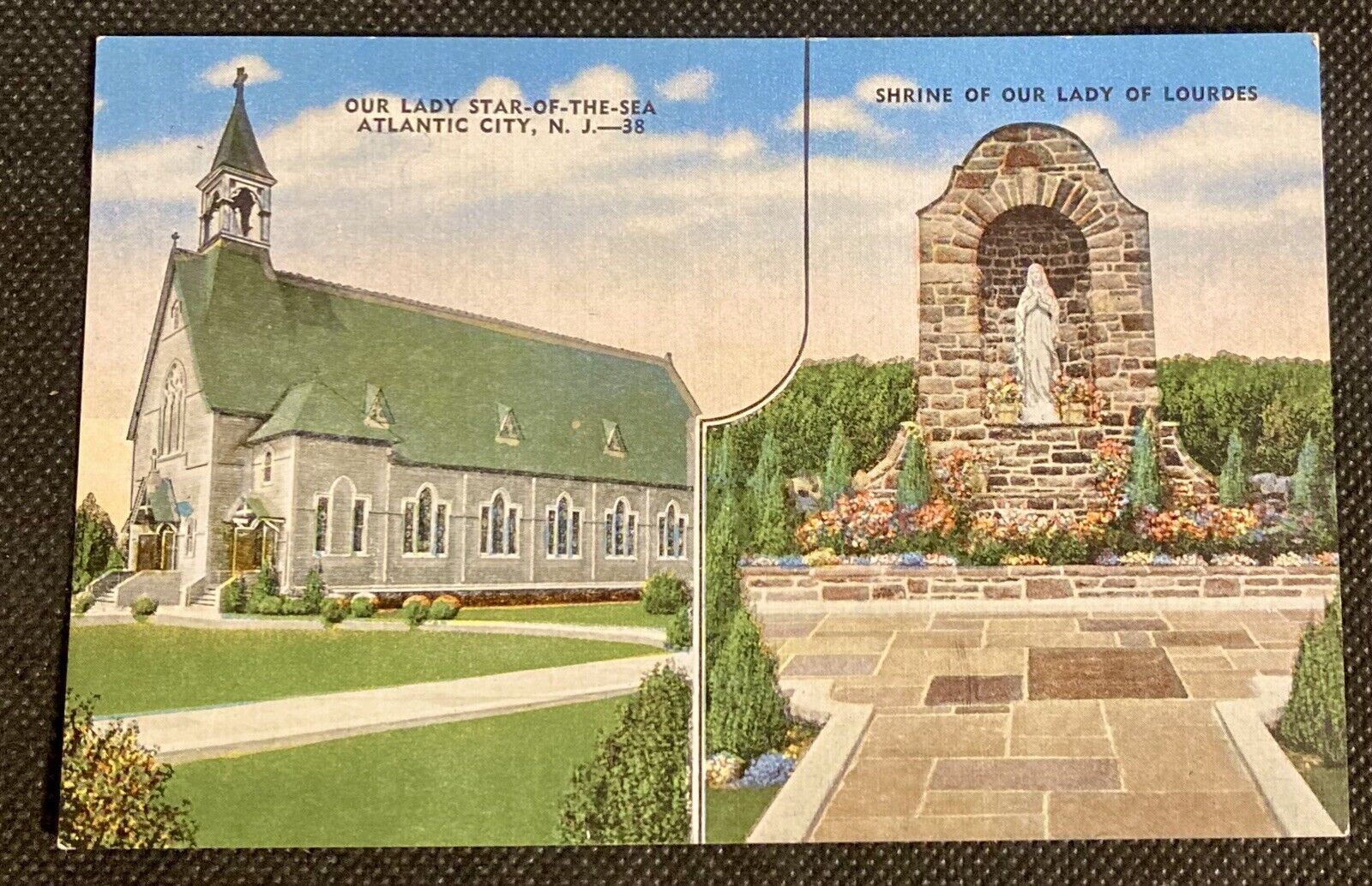 Atlantic City, NJ Vintage Linen Postcard Our Lady Star of the Sea Church