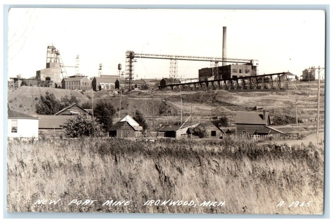 1942 Newport Mine Factory View Ironwood Michigan MI RPPC Photo Posted Postcard