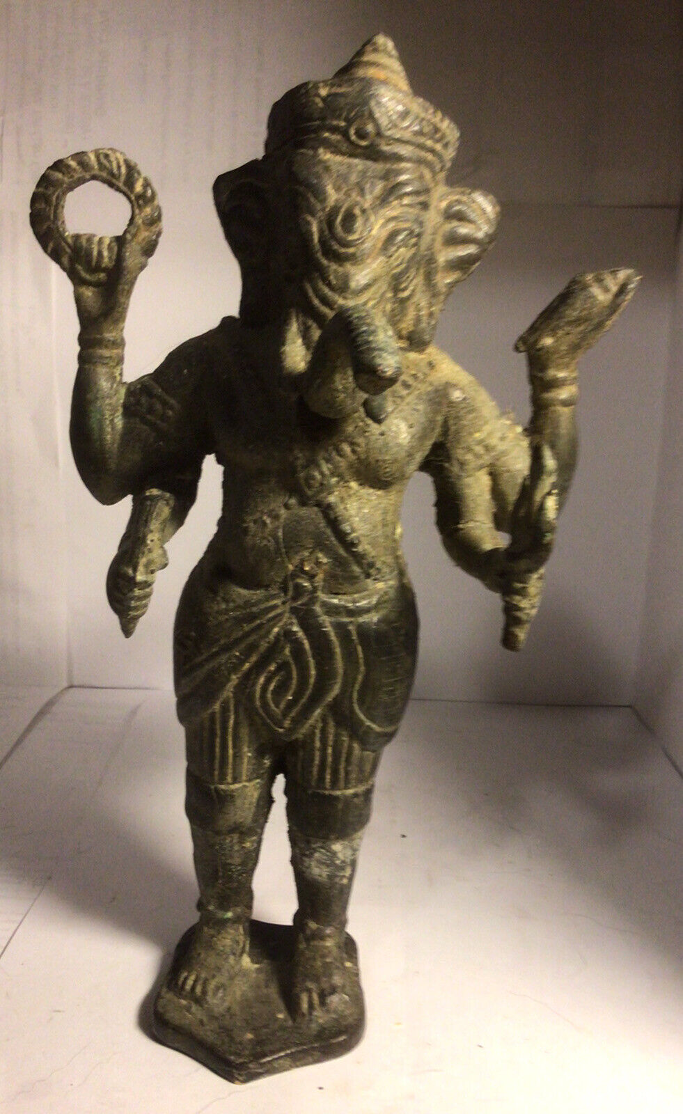 bronze Ganesh very old 9” statue 2.6 lb 