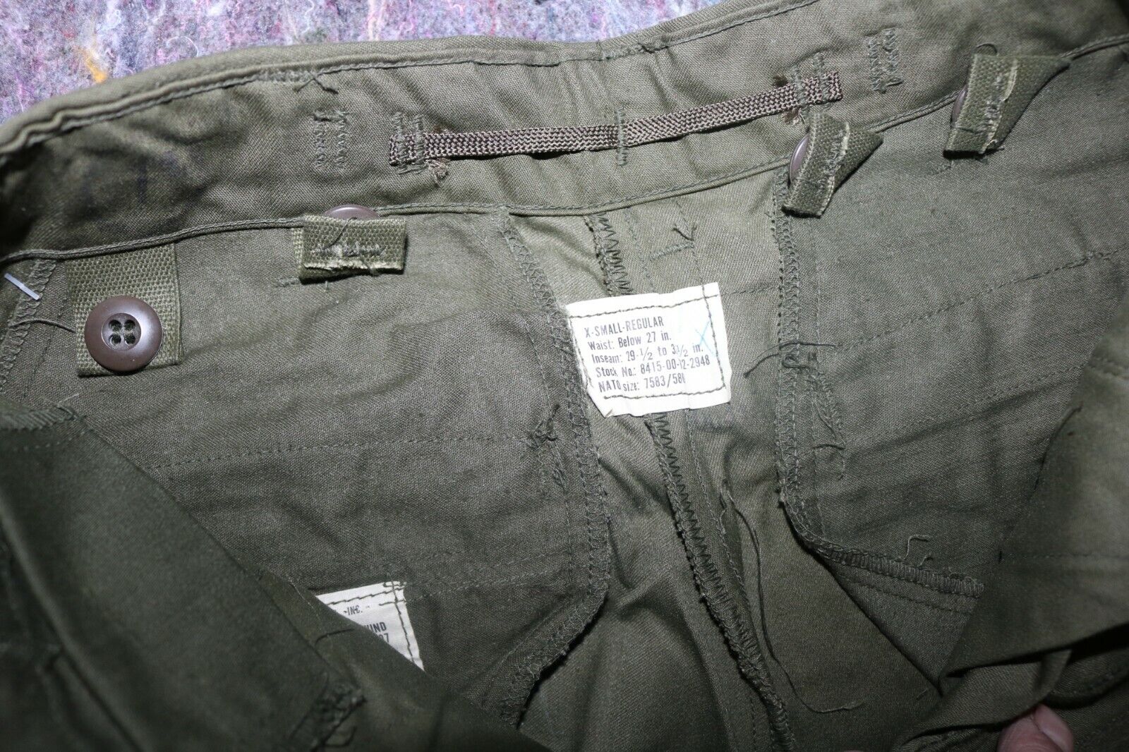 NOS USGI OD M1951 M1965 M65 trousers pants sz XS Extra small 1970s