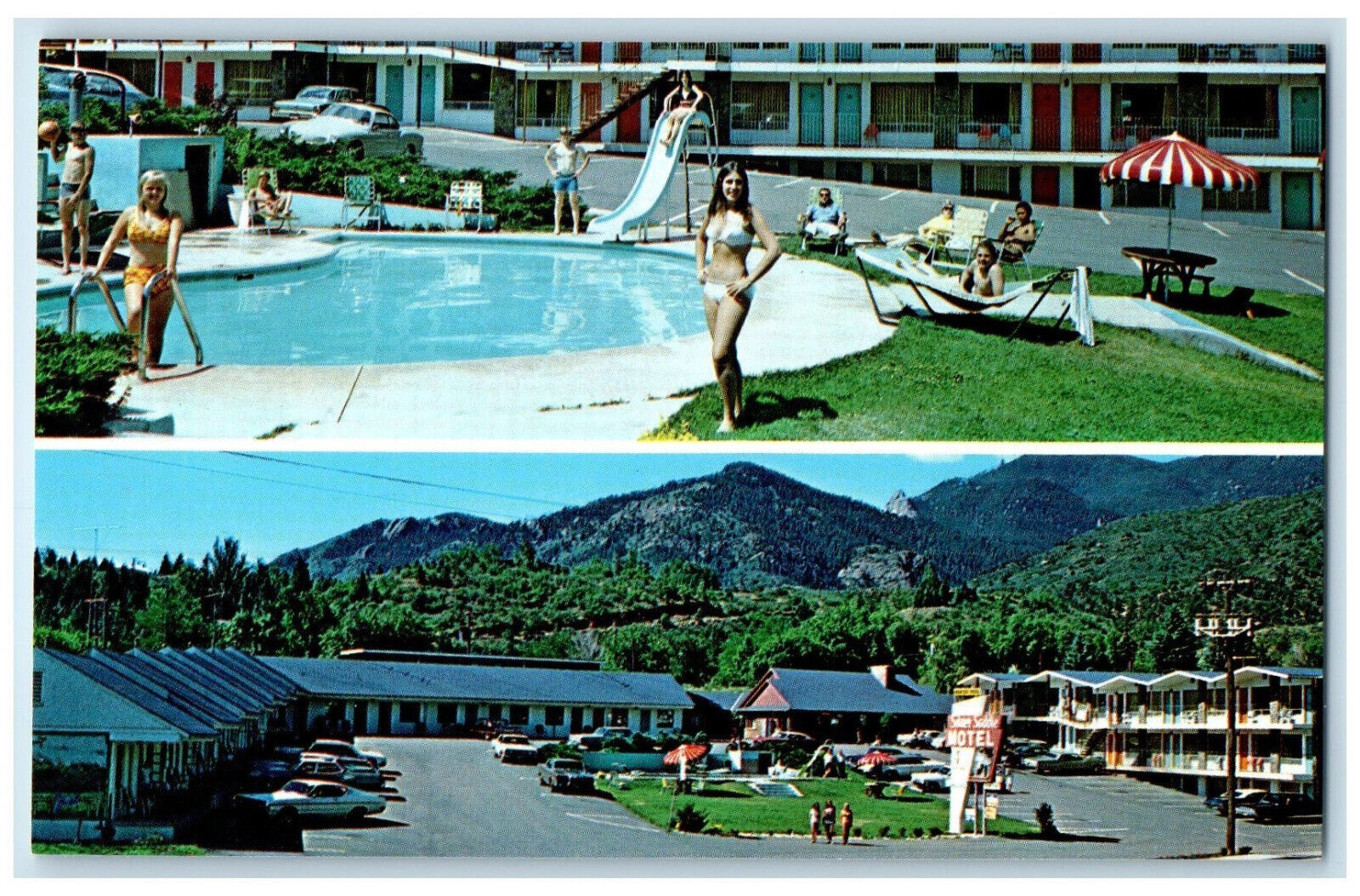 c1960's Silver Saddle Motel Manitou Springs Colorado CO Multiview Postcard