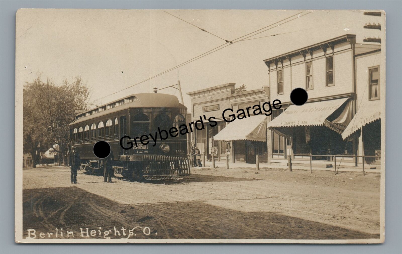 RPPC Trolley Main Street BERLIN HEIGHTS OH Ohio Vintage Real Photo Postcard