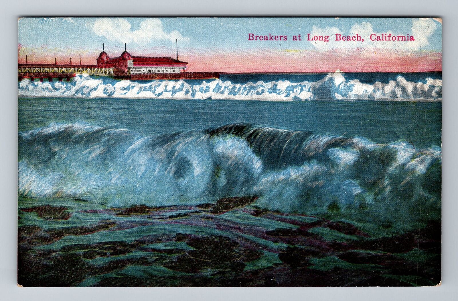 Long Beach CA-California, Breakers, Scenic Exterior, Vintage Postcard