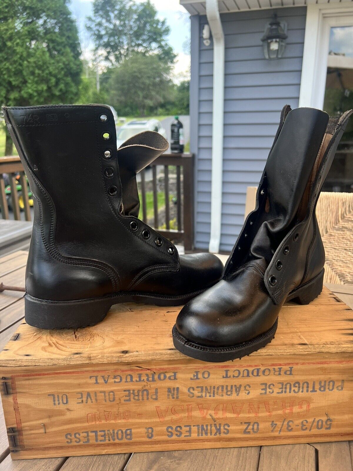 Vintage GENESCO CIC Military Combat Boots Black Leather 7.5 R