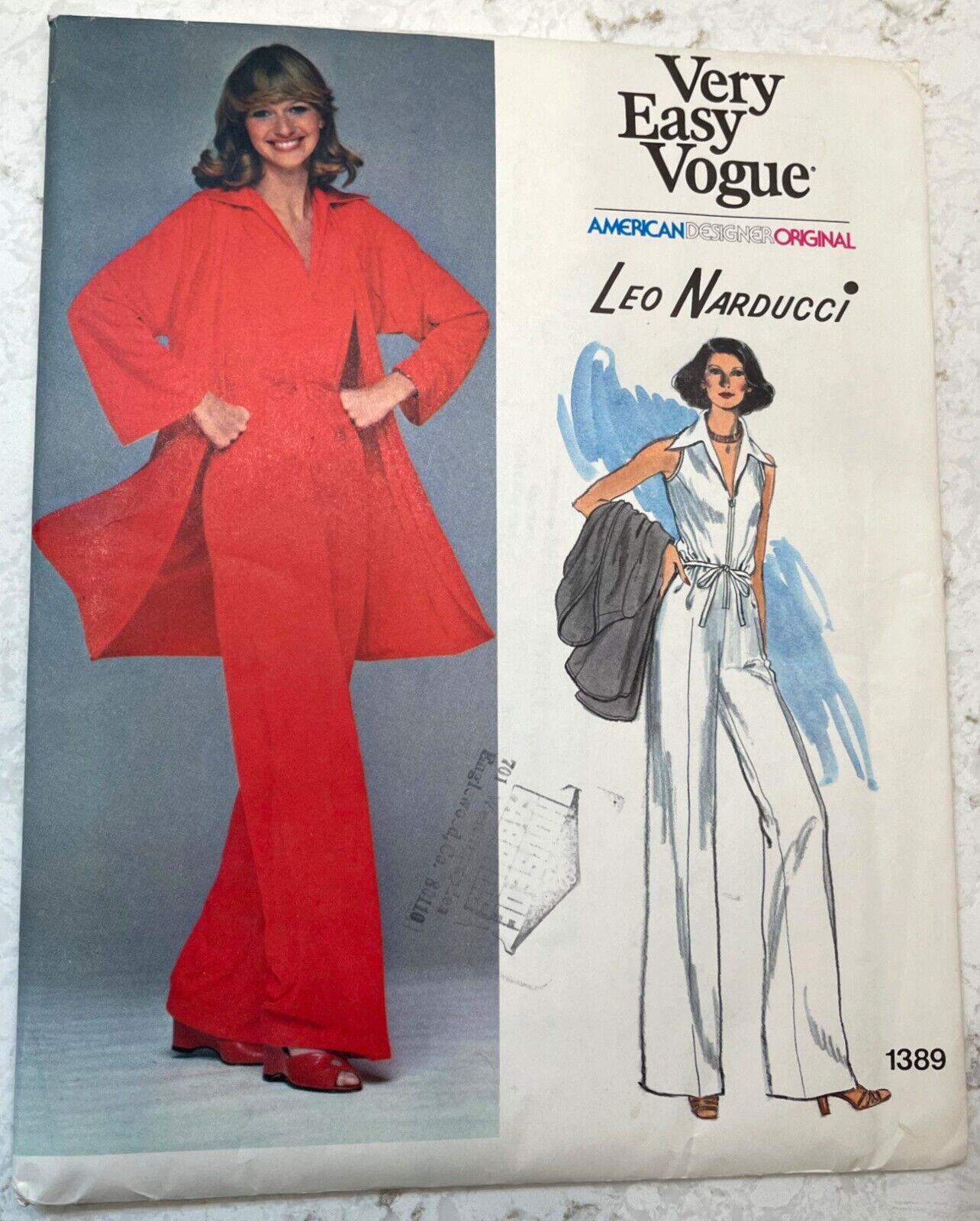 1970s Vogue American Designer 1389 LEO NARDUCCI Jumpsuit & Jacket Sewing Pattern