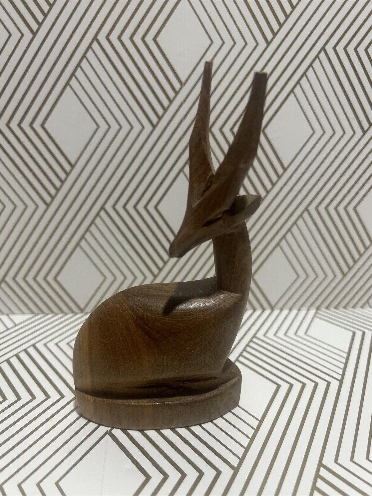 Vintage Hand Carved Wooden Antelope Figure