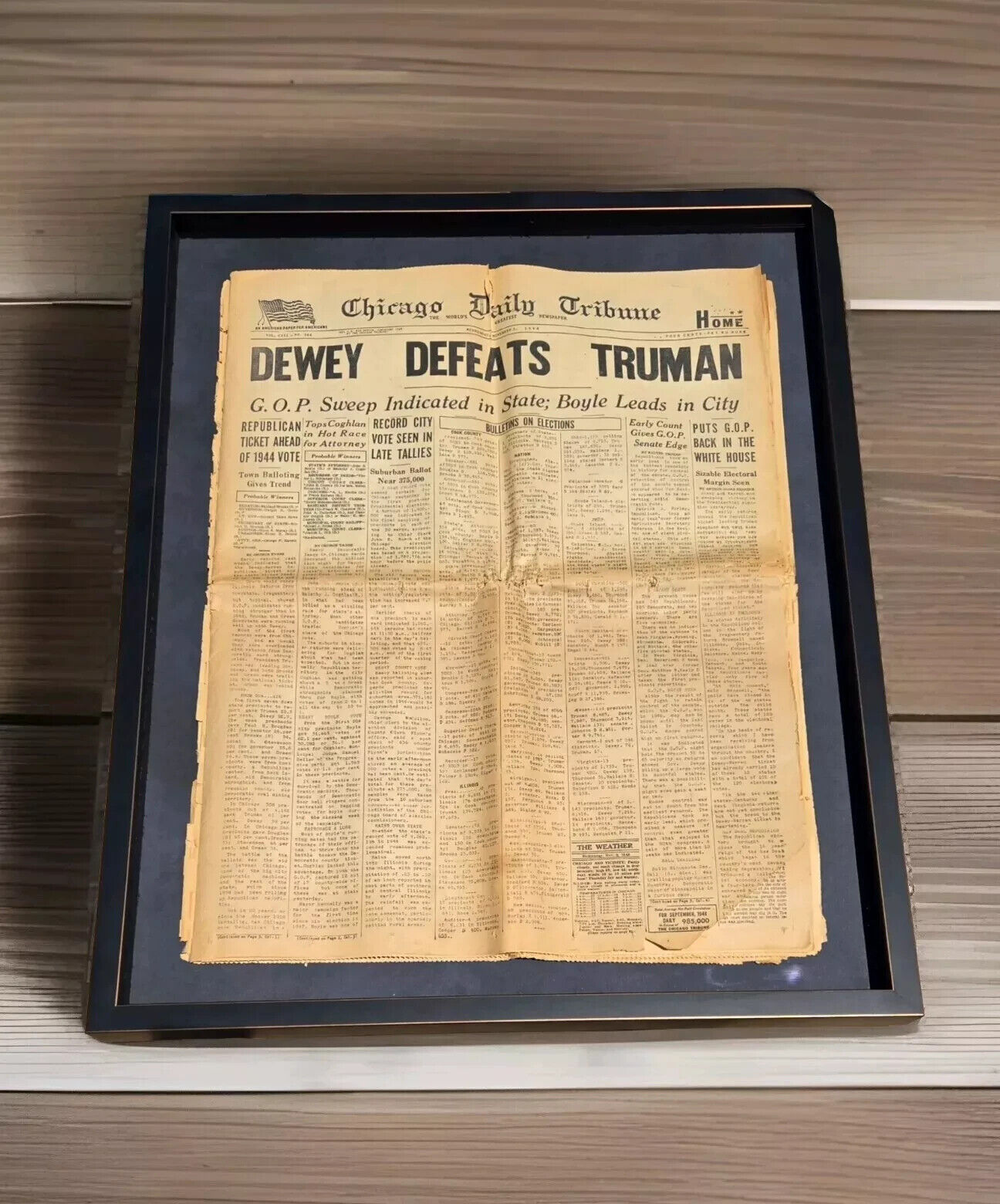 Dewey Defeats Truman Original & Authentic FULL Newspaper Framed, See Photos