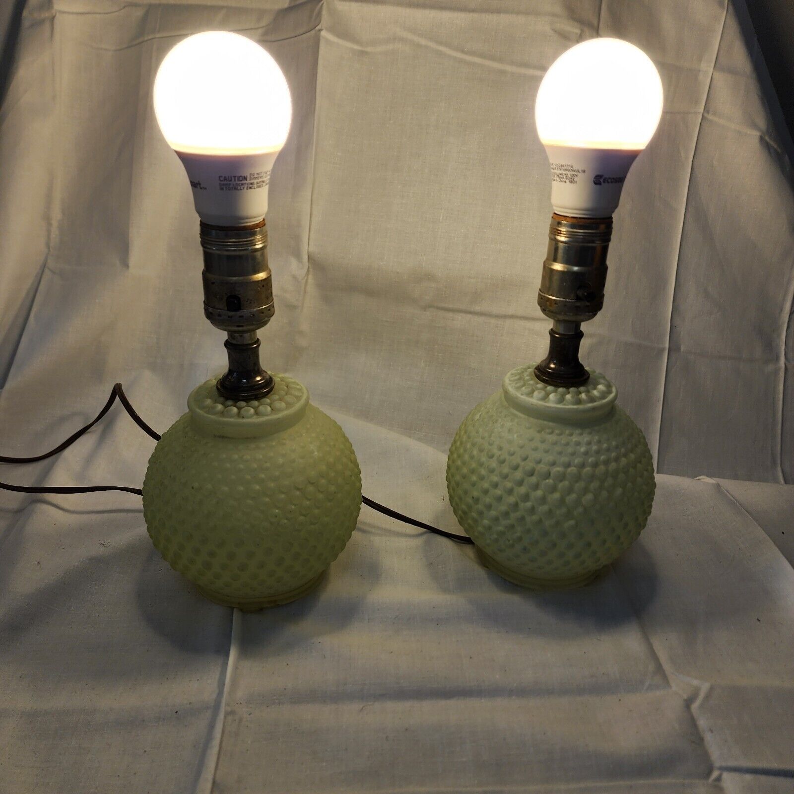 Vintage Hobnob Style Mint Green Lamps - Set of 2 - Tested & Works