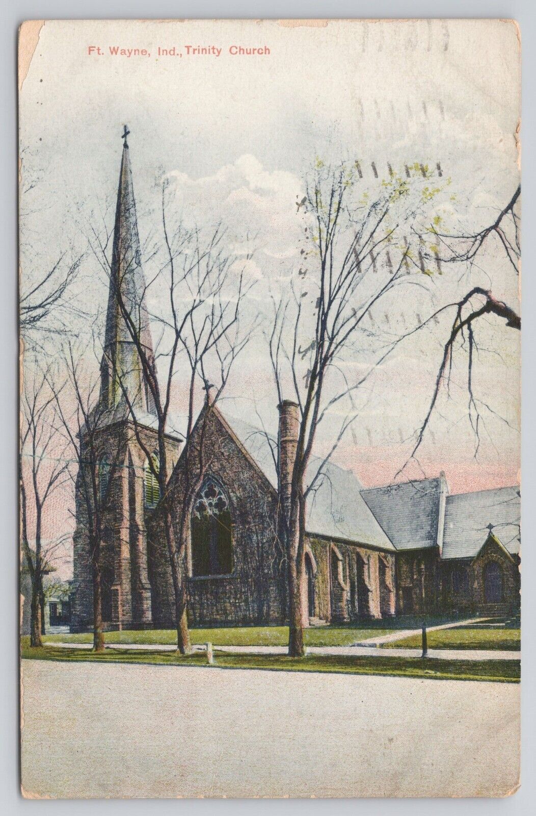 Fort Wayne IN Indiana Trinity Church Vintage Antique Postcard 1908