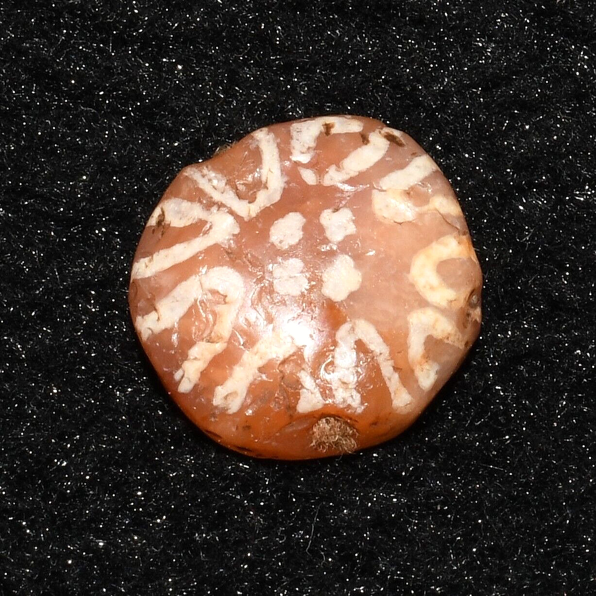 Ancient Near Eastern Etched Carnelian Bead with Dotted Pattern in good Condition