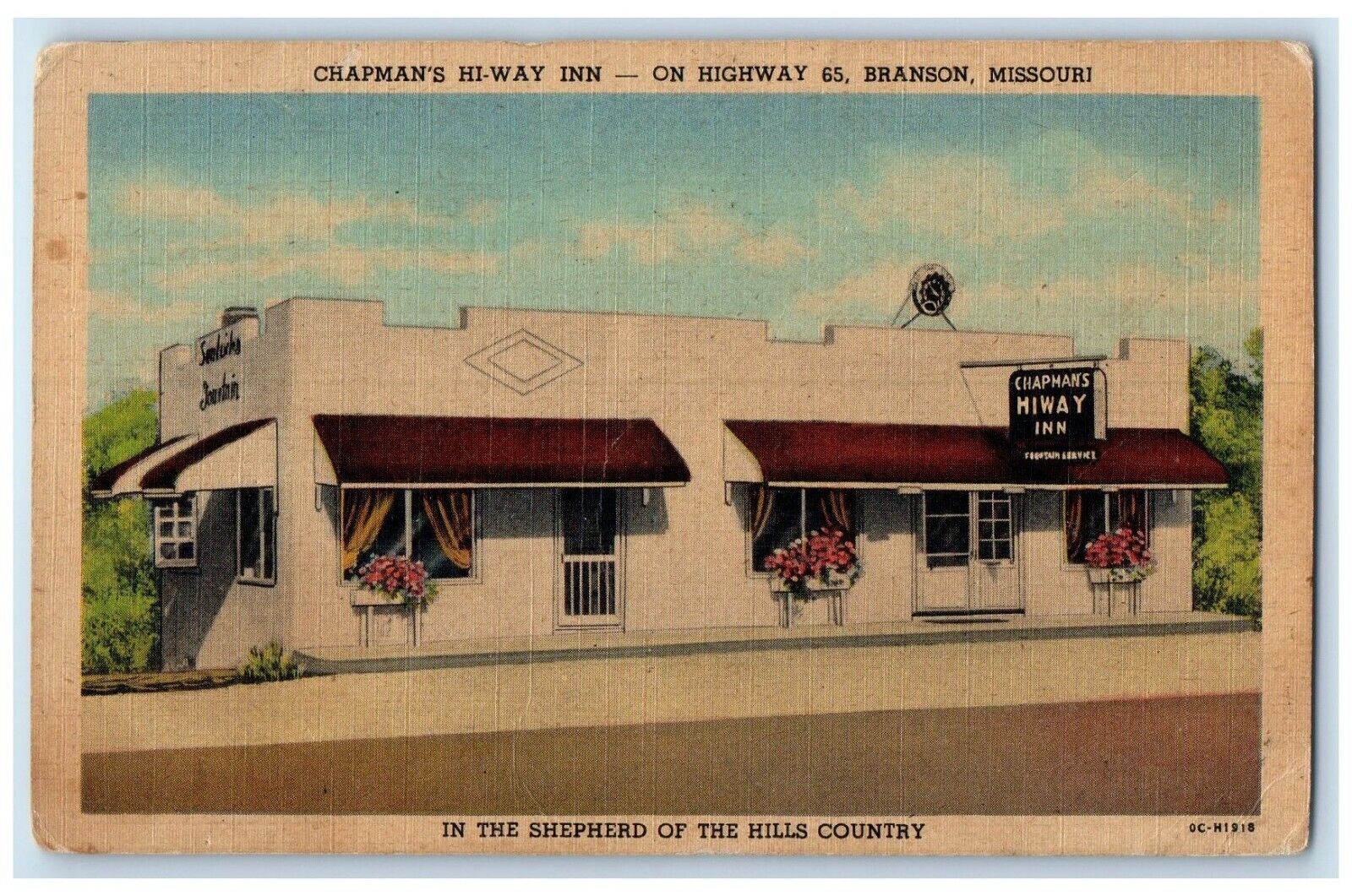 c1930's Chapman's Hi Way Inn Motel Roadside Branson Missouri MO Vintage Postcard