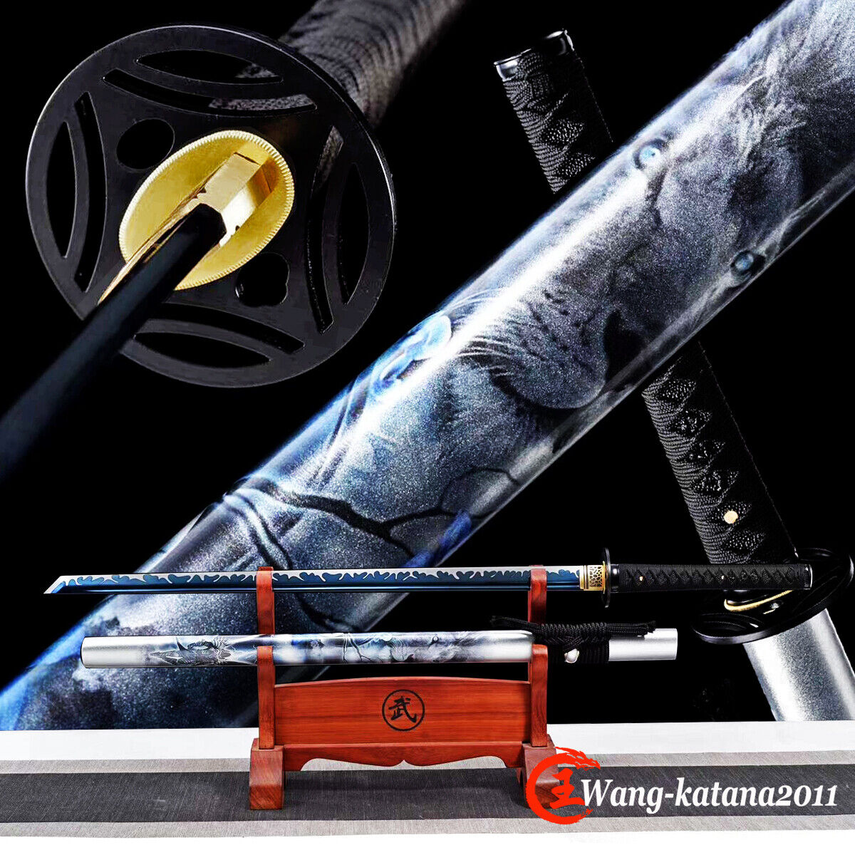 New Lion Ninja Sword Sharp Blue 1095 Steel Full Tang Japanese Samurai ninjato