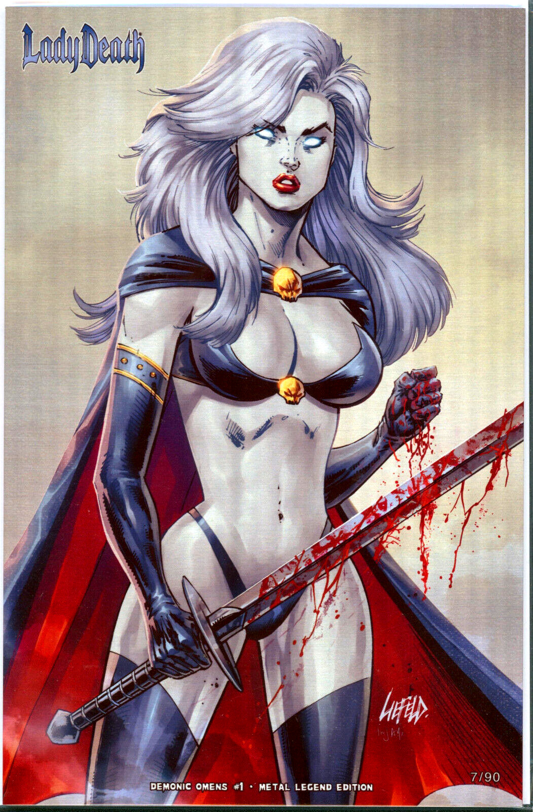 Lady Death Demonic Omens #1 Liefeld Metal Legend Edition Coffin Comics Ltd /90