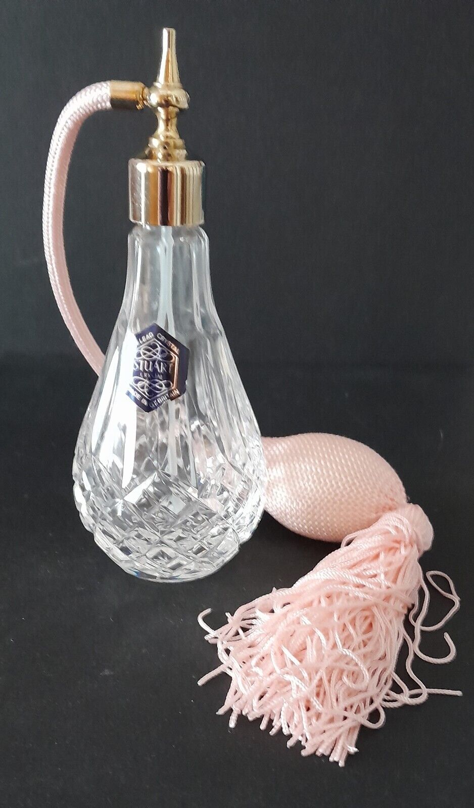 Vintage Stuart Diamond Cut Crystal Perfume Bottle with Atomiser 