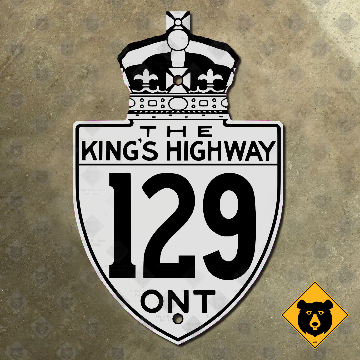 Ontario King's Highway 129 route marker sign Canada 1930s Chapleau Road 9x14