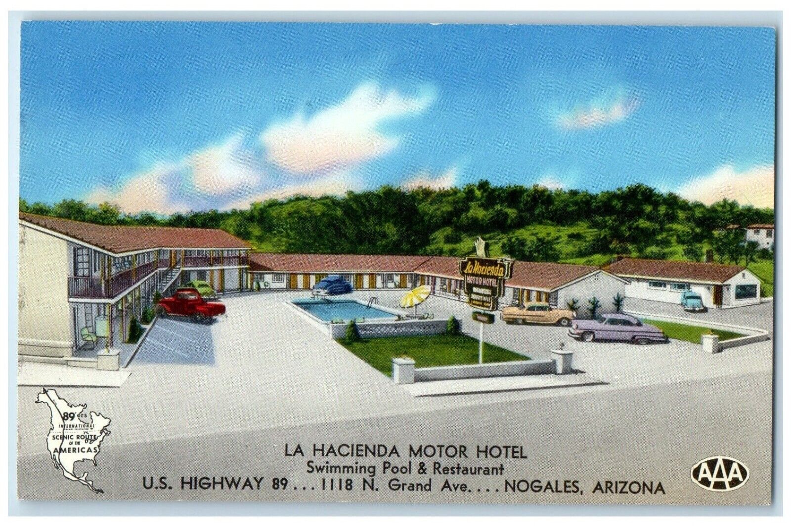 c1960\'s La Hacienda Motor Hotel Cars Roadside Nogales Arizona AZ Postcard