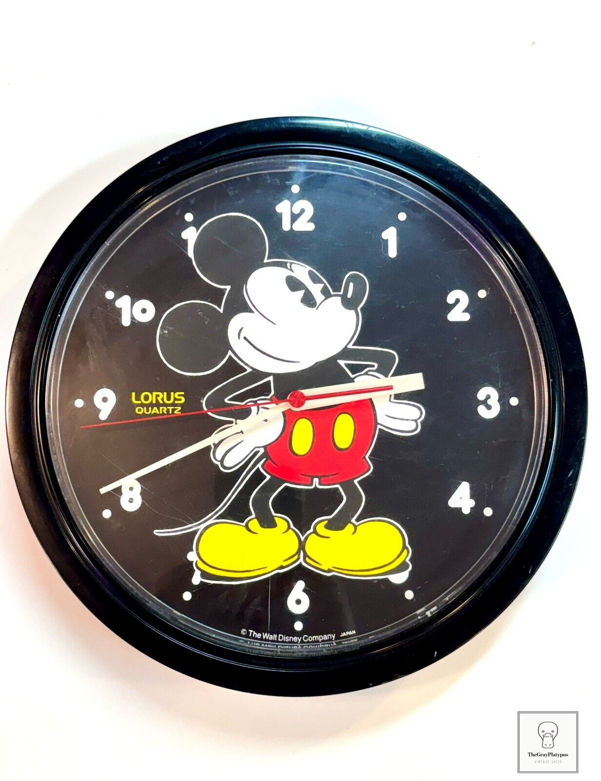 Vintage Walt Disney Mickey Mouse Wall Clock / Lorus Quartz / Made Japan / Works