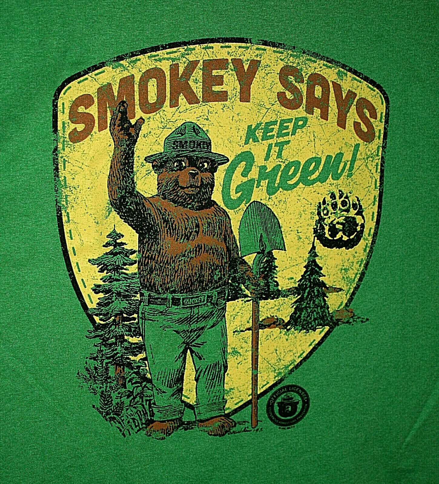 Vintage Looking Smokey The Bear Says Keep It Green T-Shirt New NOS Size Large
