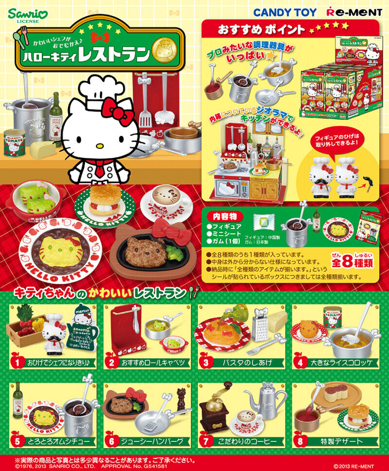Rare Re-Ment Miniature Hello Kitty Restaurant Full set 8 pieces Sanrio Rement