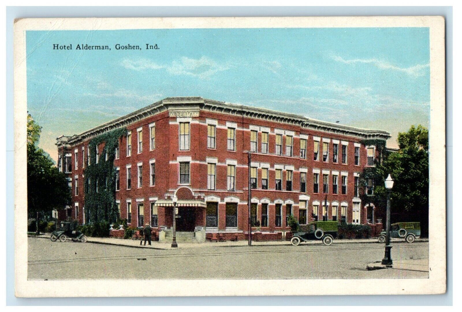 c1910's Hotel Alderman Street View Goshen Indiana IN Unposted Antique Postcard