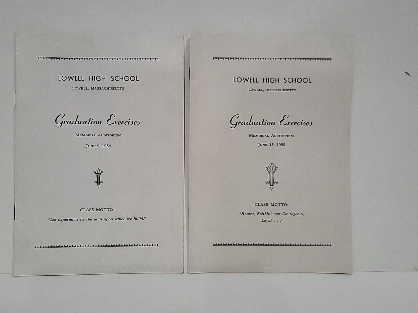 Lowell High School Graduation Exercises Program 1954 & 1955 Massachusetts