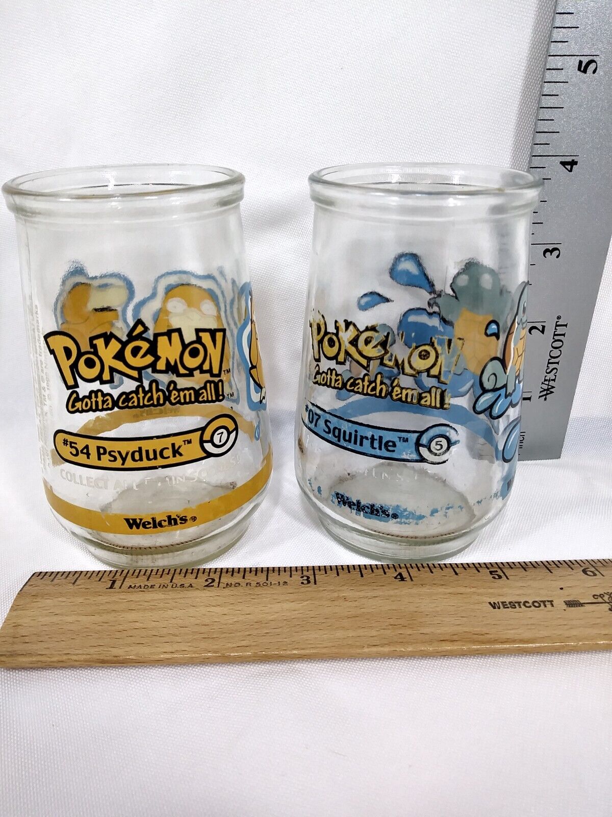 Vintage 1999 Pokemon Welch’s Jelly Jars Collector Glass Squirtle & Psyduck