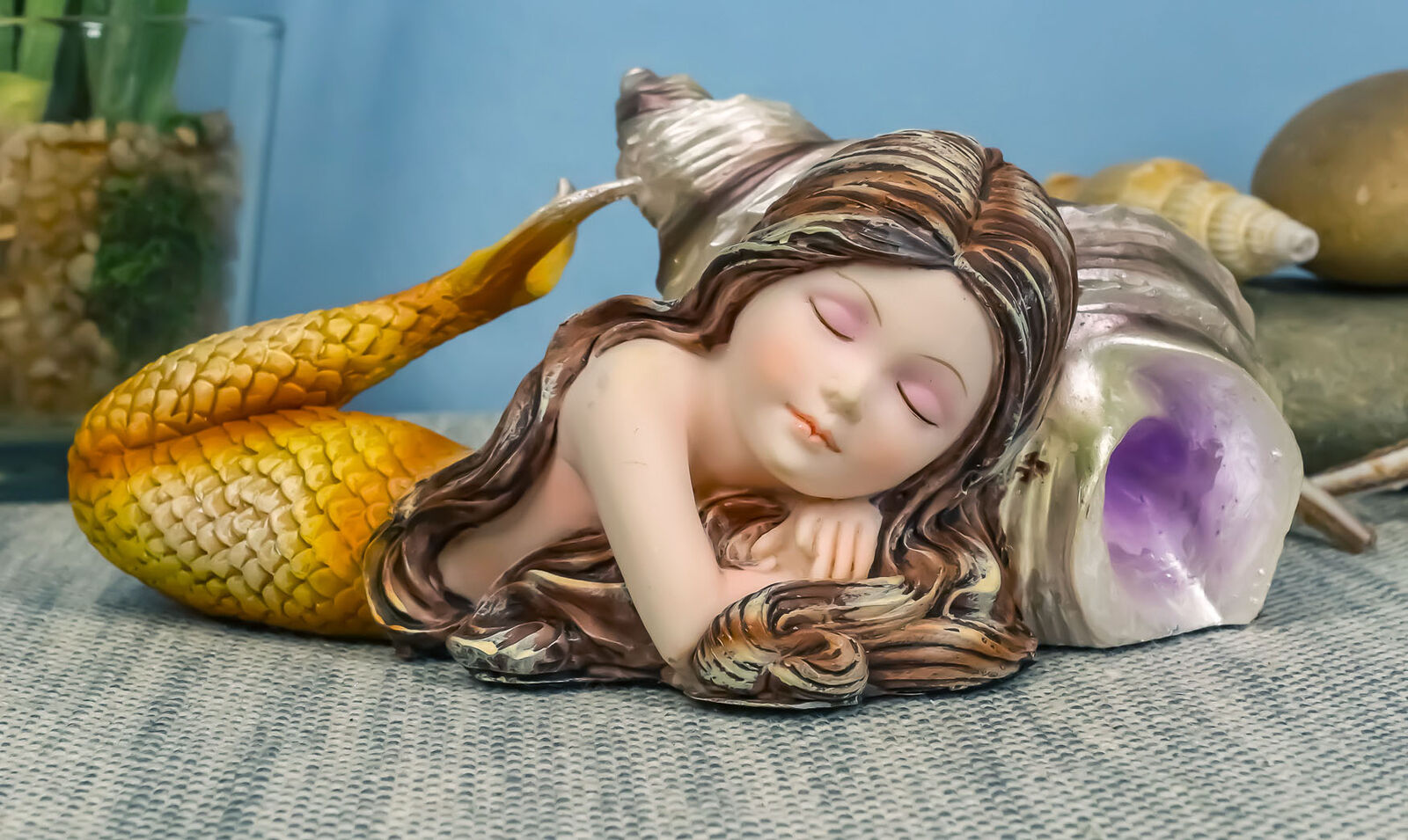 Ebros Under The Sea Young Mermaid Ariel Resting By Snail Sconce Shell Figurine