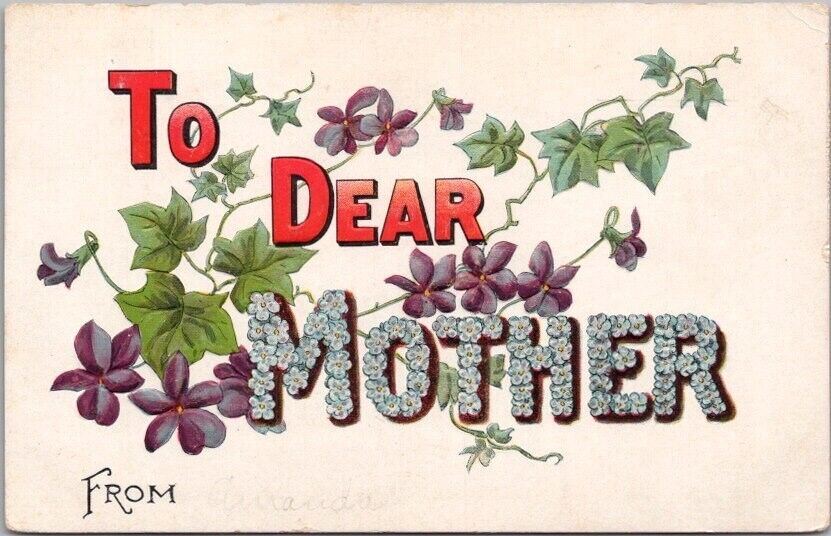 1910s MOTHER'S DAY Large Letter Embossed Postcard 