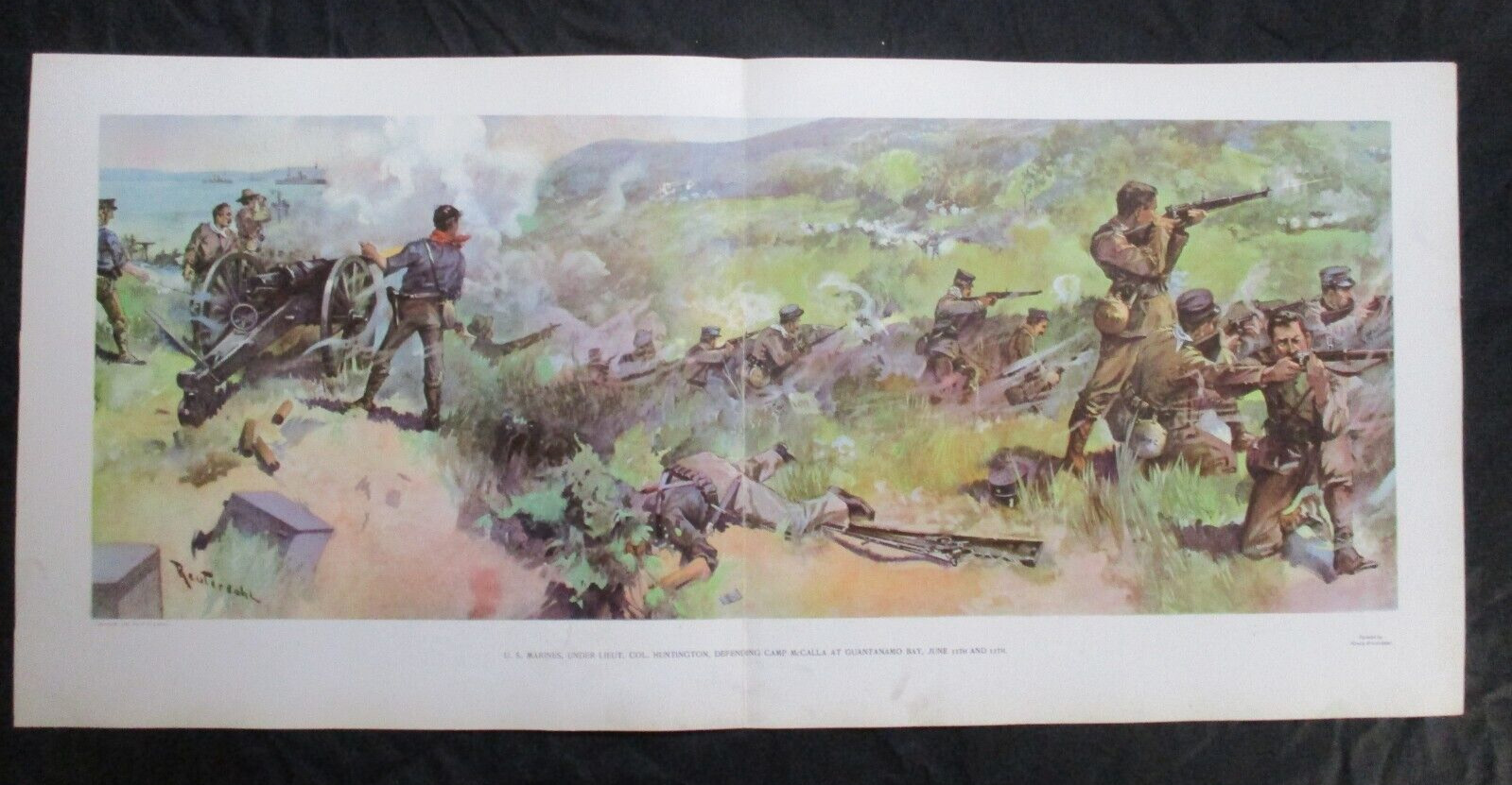 1898 Spanish American War Print - Marines Defending Camp McCalla at Guantanamo