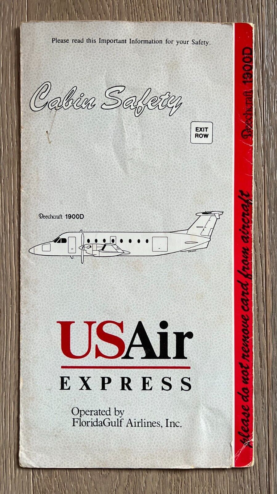 USAIR EXPRESS FLORIDAGULF BEECHCRAFT 1900D SAFETY CARD 1992