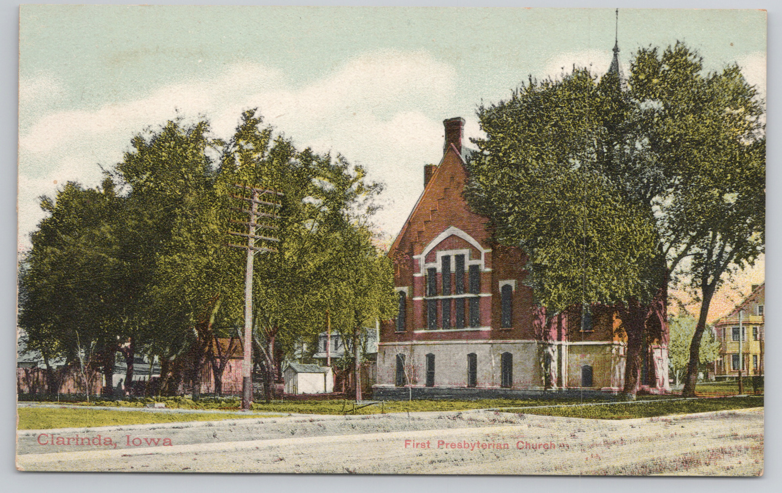 Clarinda Iowa First Presbyterian Church Antique Undivided Back Postcard Unposted