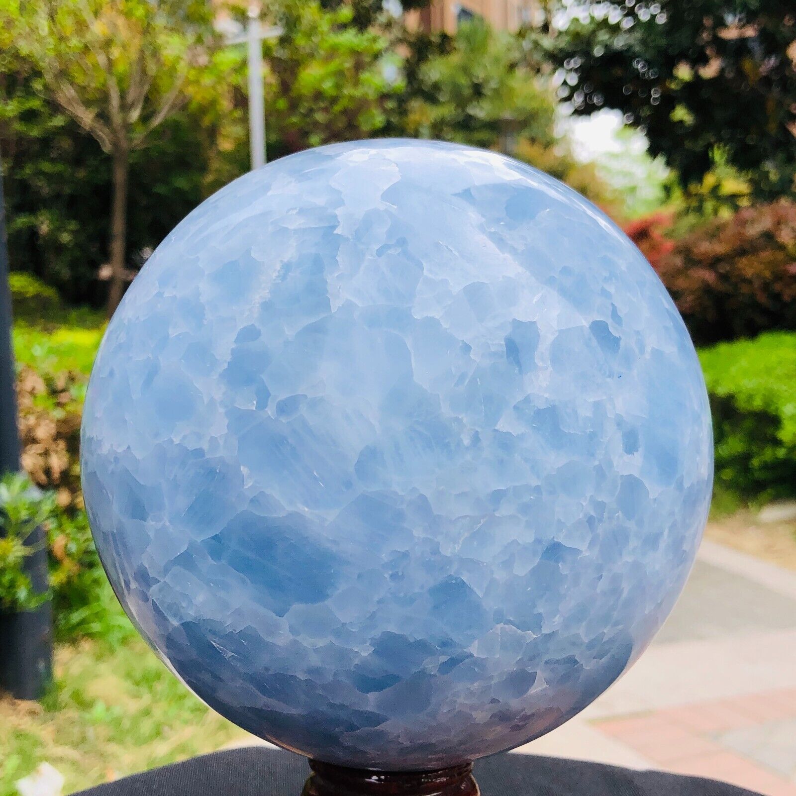 9.06LB Natural Beautiful Blue Crystal Ball Quartz Crystal Sphere Healing 1181